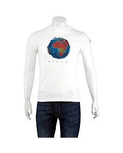 Moncler Men's Earth Embroidered T-Shirt in White