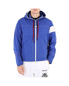 Moncler Men's Medium Blue Fujio Logo-Patch Hooded Jacket