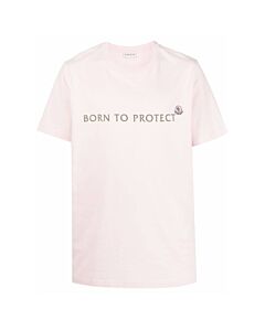 Moncler Men's Pink Born To Protect Print Cotton T-Shirt