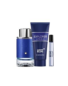 MontBlanc Men's Explorer Ultra Blue Gift Set Fragrances 3386460132275