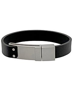 Montblanc-Stainless-Steel-Leather-Bracelets,-Size-Medium