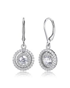 Morgan & Paige Rhodium Plated Sterling Silver Diamondlite CZ Double Halo Earrings