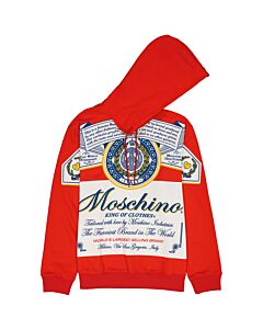 Moschino Budweiser Print Cotton Hooded Sweatshirt