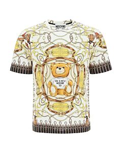 Moschino Chain-Link Military Teddy Print Regular Cotton T-Shirt