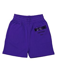 Moschino Couture Purple Logo Embroidered Track Shorts