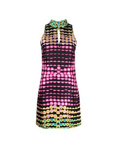 Moschino Embroidered Polka-Dot Sleeveless Mini Silk Dress, Brand Size 36 (US Size 2)