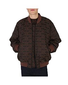 Moschino Fantasy Print Brown All-Over Logo Jacquard Jacket