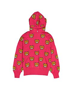 Moschino Fucsia Teddy Bear Intarsia Hooded Sweater, Brand Size 38 (US Size 4)