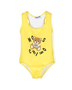 Moschino Girls Cyber Yellow Teddy Bear Print 1-Piece Swimsuit
