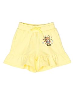 Moschino Girls Lemon Cotton Teddy Ruffle Shorts