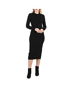 Moschino Ladies Black Fitted Knitted Midi Dress