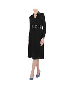 Moschino Ladies Black Long-Sleeved Midi Dress