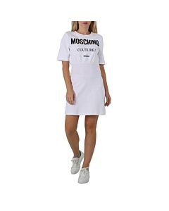Moschino Ladies Fantasy Print White Couture Logo T-Shirt Dress