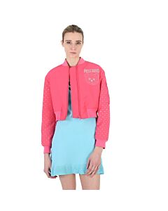 Moschino Ladies Fuschia Pink Crystal Detail Bomber Jacket, Brand Size 38 (US Size 4)