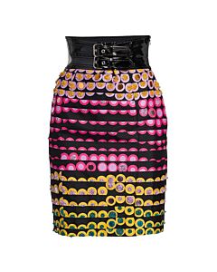 Moschino Ladies Glitter Polka-Dot Skirt With Vinyl Waist, Brand Size 38 (US Size 4)