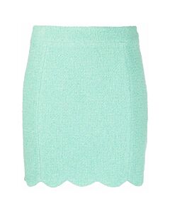 Moschino Ladies Light Green Scallop-Hem High Waist Mini Skirt