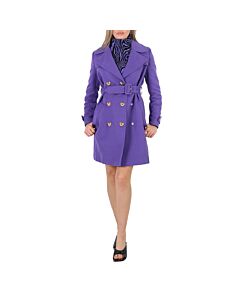 Moschino Ladies Purple Button-Embellished Cotton-Gabardine Trench Coat