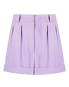 Moschino Ladies Purple Pleated Crepe High-Rise Shorts