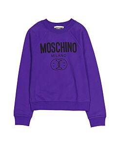 Moschino Ladies Purple Smily Logo Cotton Sweatshirt
