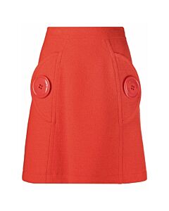Moschino Ladies Red Flap Pockets A-Line Skirt