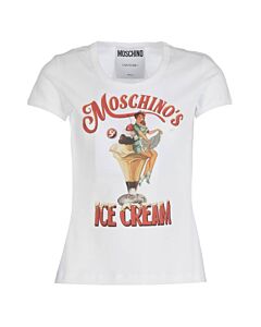 Moschino Ladies White Ice Cream Print Cotton T-Shirt