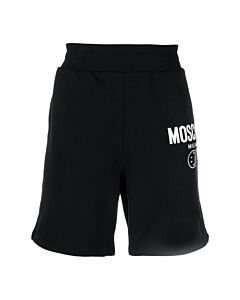 Moschino Men's Black Logo-Print Organic-Cotton Shorts