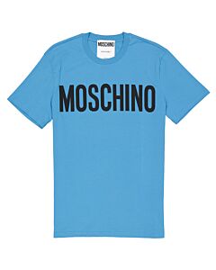 Moschino Men's Blue Logo Print Cotton Jersey T-Shirt