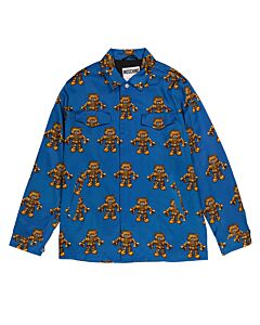 Moschino Men's Blue Robot Bear Print Jacket, Brand Size 46 (US Size 36)