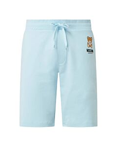 Moschino Men's Blue Teddy Logo Embroidered Drawstring Shorts