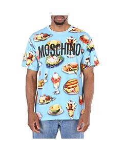 Moschino Men's Fantasy Print Light Blue Logo Cotton T-Shirt
