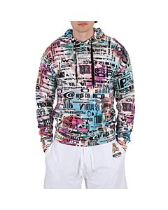 Moschino Men's Multicolor Logo-Printed Hoodie, Brand Size 44 (US Size 34)