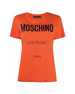 Moschino Orange Cotton Logo Print T-Shirt, Size XX-Small