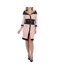 Moschino Pink Two-Tone Belted Minidress, Brand Size 40 (US Size 6)