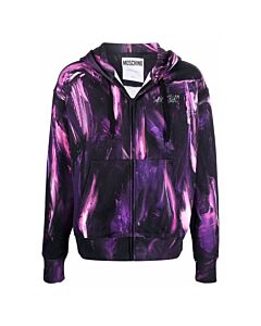 Moschino Purple Painting Zip Hooded Sweatshirt, Brand Size 46 (US Size 36)