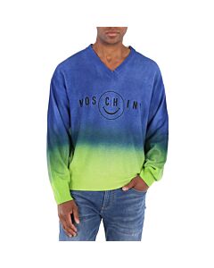 Moschino Smile Logo Ombre V-Neck Sweater, Brand Size 50 (US Size 40)