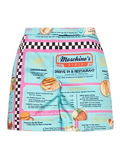 Moschino The Diner Menu Stretch Cotton Shorts