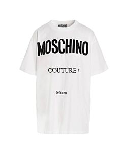Moschino White Cotton Logo Print T-Shirt