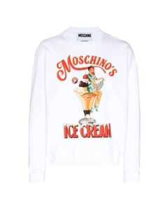 Moschino White Ice Cream Cotton Sweatshirt, Brand Size 50 (US Size 40)
