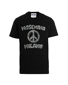 Moschino X The Flintstones Black Cotton Peace Print Regular T-Shirt