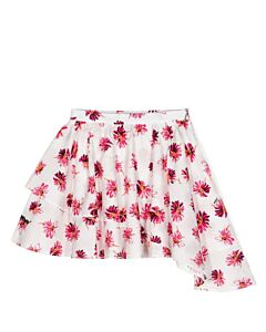 MSGM Girls Floral Print Asymmetric Cotton Skirt