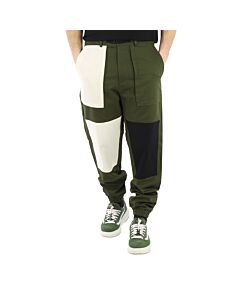 MWORKS Men's Green/White/Black Patchwork Pants