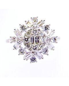 New J Collection Fine Jewellery Ring W / Diamond10cdibag 0.33 Ct28 Rddi 0.60 Ct18kw 3.78 Gm 18kt White Gold Silver