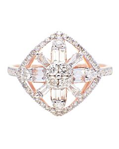 New J Collection Fine Jewellery Ring W / Diamond8 Cdibag 0.14 Ct54 Rddi 0.37 Ct4 Tpditapc 0.19 Ct18kr 2.55 Gm 18kt Rose Gold Pink Gold