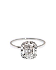 New J Collection Ring W / Diamond 9 Cdibag 0.17 Ct14 Rddi 0.15 Ct18kw 2.76 Gm 18kt White Gold Silver