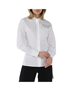 Off-White Draped-Detail Long-Sleeved Shirt in White Black