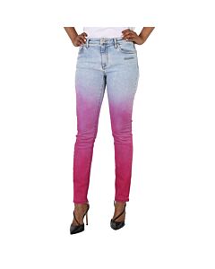 Off-White Faded Pink Jeans in Blue/Pink