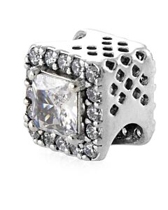 Pandora Square Sparkle Halo Charm In Sterling Silver