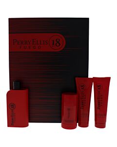 Perry Ellis 18 Fuego by Perry Ellis for Men - 4 Pc Gift Set 3.4oz EDT Spray, 3oz Shower Gel, 3oz After Shave Balm, 2.75oz Deodrant Stick