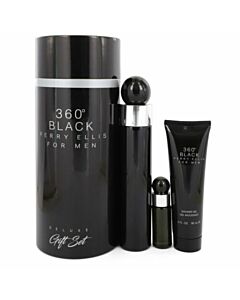 Perry Ellis Men's 360 Degrees Black for Men (Deluxe Set) Gift Set Fragrances 844061012899