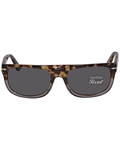 Persol 55 mm Brown Tortoise Cut Net Transparent Grey Sunglasses